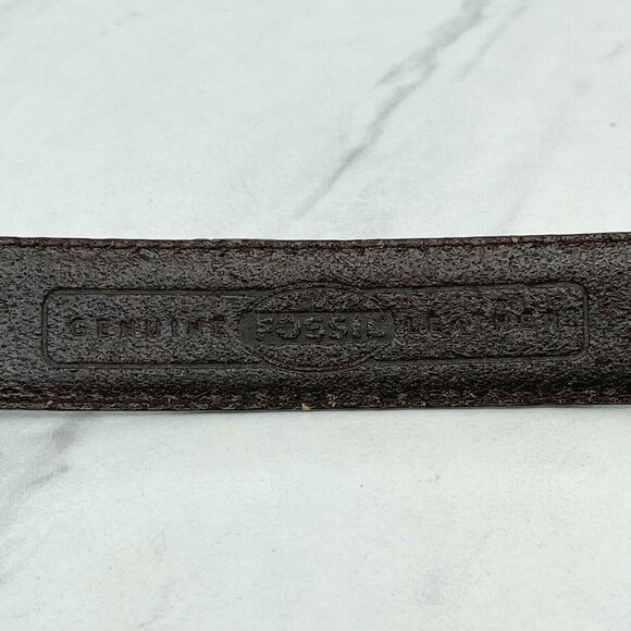 Vintage Fossil Womens Brown Genuine Leather Belt Silver Buckle ✨ - Picture 7 of 12